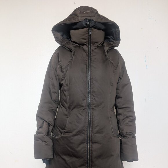 Soia & Kyo Mid Length Down Parka Coat, Chocolate Brown Size Small - Picture 1 of 9